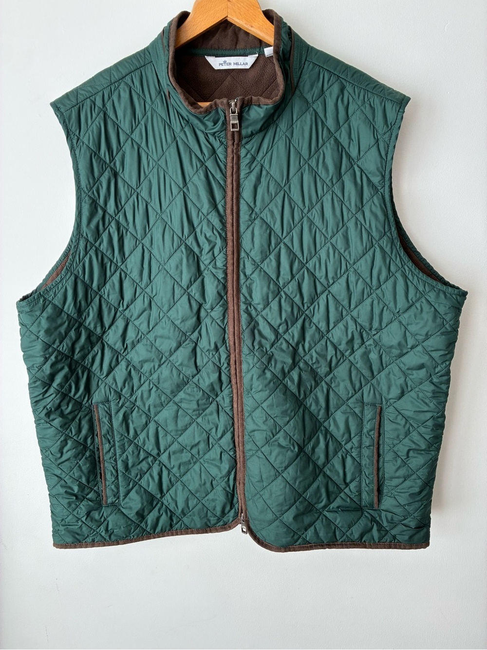 Peter Millar Jacket Men’s XXL Essex Balsam Green Quilted Travel Vest Fleece Line
